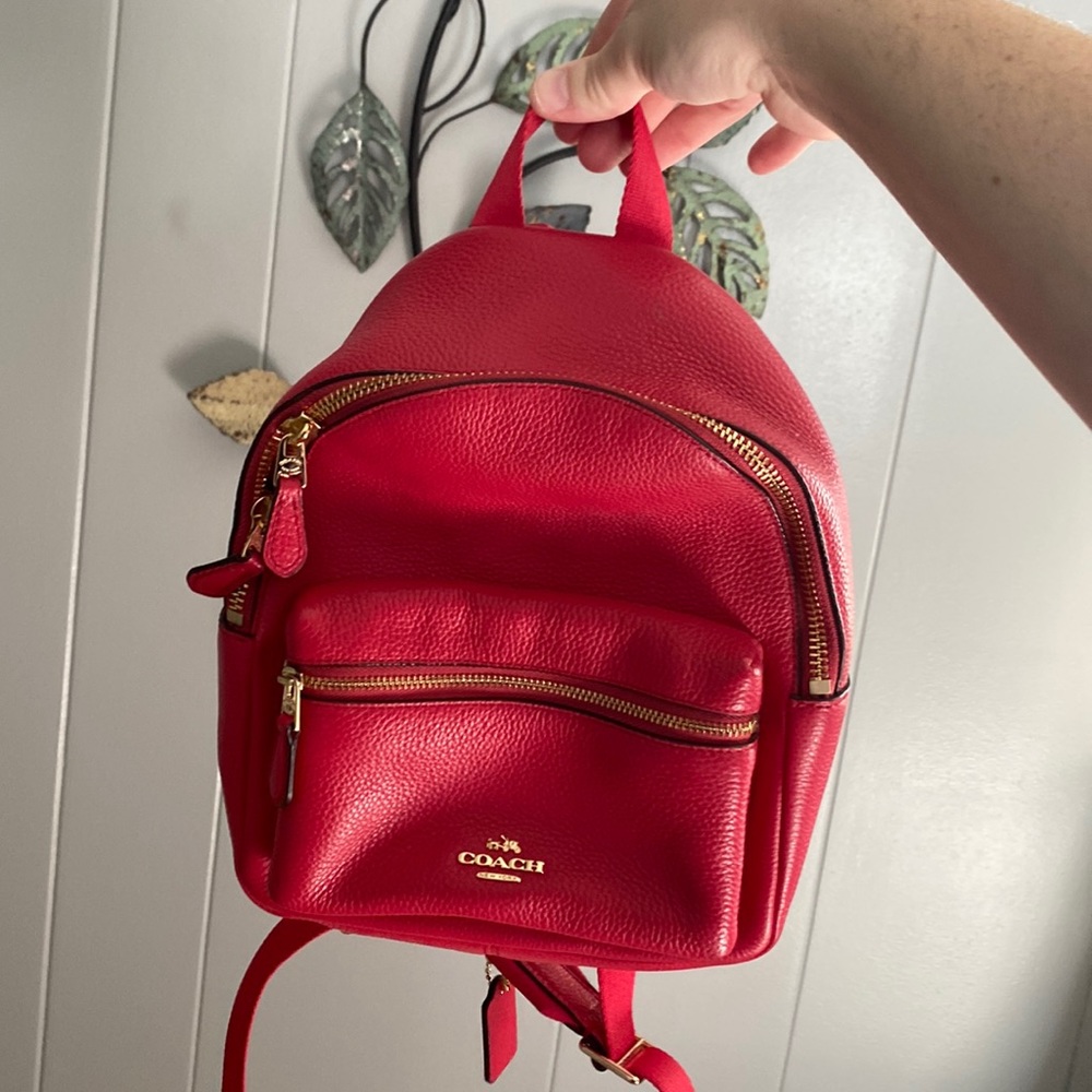 Coach pink leather backpack